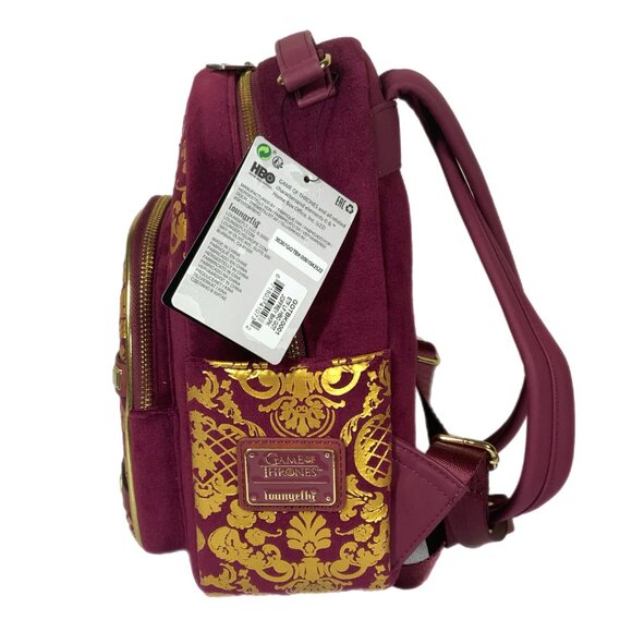 NWT Loungefly Game of Thrones GoT Cosplay Joffrey Mini Backpack Burgundy Gold - Picture 16 of 17